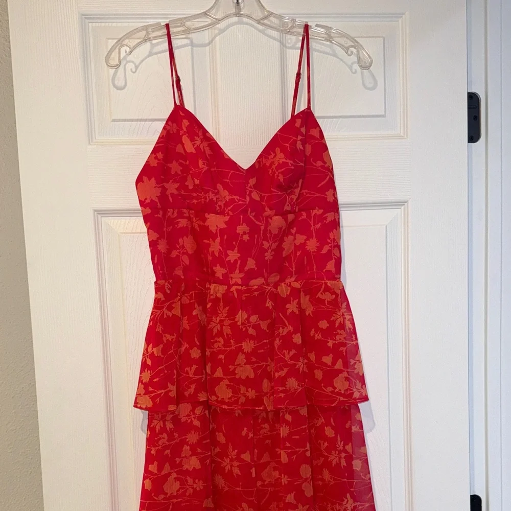 Amanda Uprichard Pink Floral Tiered Spaghetti-Strap Gown - Picture 4 of 14